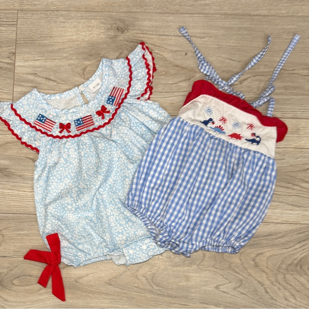 2 Baby Girl Patriotic Rompers‎